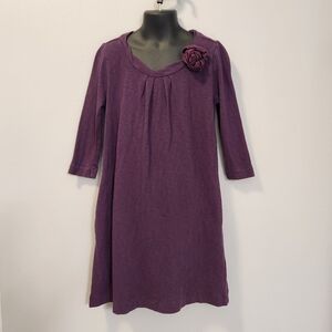 Crewcuts Girl's Casual Dress With Flower Accent Purple (Eggplant) Size 6/7